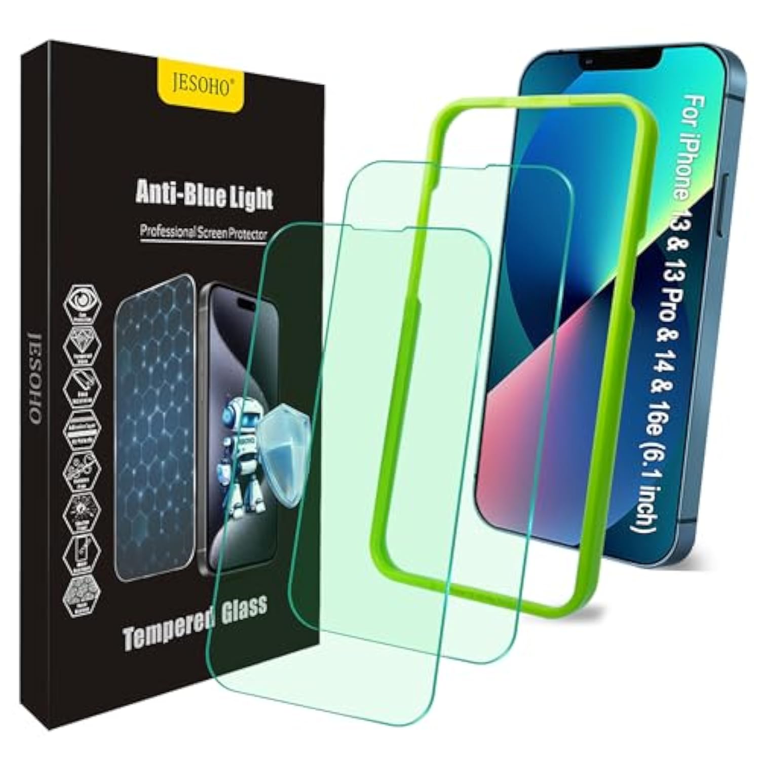 Iphone 16E 13 13 Pro 14 6.1 Inch Blue Light Screen Protector 2 Pack