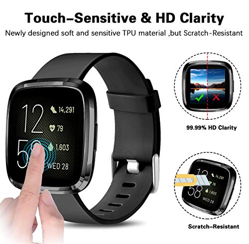Screen Protective Case Compatible with Fitbit Versa 2 Smartwatch, 3-Pack Soft TPU Full Cover Cases Compatible with Fitbit Versa 2 Watch,