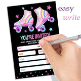 Skating Party Invitations With Envelopes, Roller Skate Birthday Party Invites Cards For Celebration, 20 Invitation Cards For Girls Kids Boys, Party Supplies And Decoration, Black