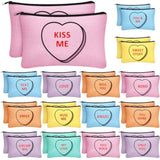30 Pieces Valentine'S Day Makeup Bags Bulk For Women, Conversation Heart Cosmetic Bag With Zipper, Valentines Galentines Day Gift For Her Love Travel Purse Pouch Toiletry Organizer, 15 Styles