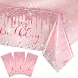 3 Pcs Pink Rose Gold Tablecloths, Glitter Design, 54x108" Party Decorations