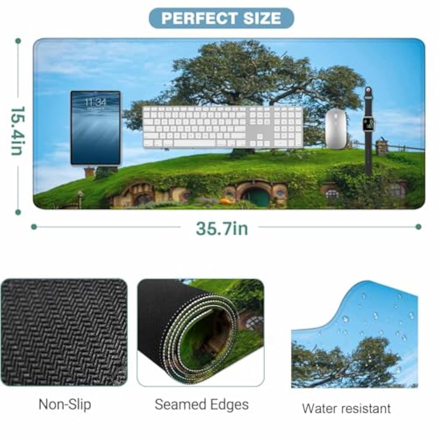 The Oak In The Shire Large Gaming Mouse Pad Long Mousepad Non-Slip Rubber Base Keyboard Mat For Desk,Office,Home 35.4"X15.7"