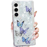 For Samsung Galaxy Z Fold 7 Clear Glitter Butterfly Case,Cute Bling Sparkle Shiny Stars Soft Tpu Silicone Four Corners Shockproof Women Girls Protective Phone Case For Galaxy Z Fold 7, Purple