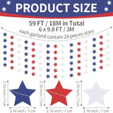 Patriotic Star Garland Banner Streamers Red White And Blue - 59 Ft 6 Strands - Patriotic Decorations For 4Th Of July, Independence Day, Labor Day, Veterans Day, Memorial Day