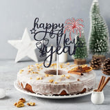 Happy New Year Cake Topper Cheers to 2026 Black Glitter Party Decorations