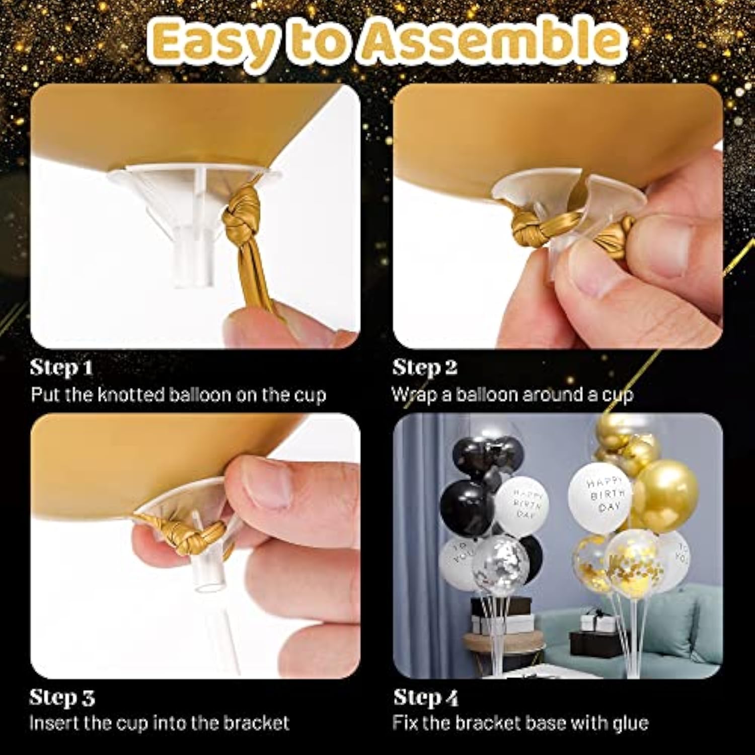 6 Sets Balloon Stand Kit, Balloon Sticks With Base Birthday Graduation Party Decorations Wedding