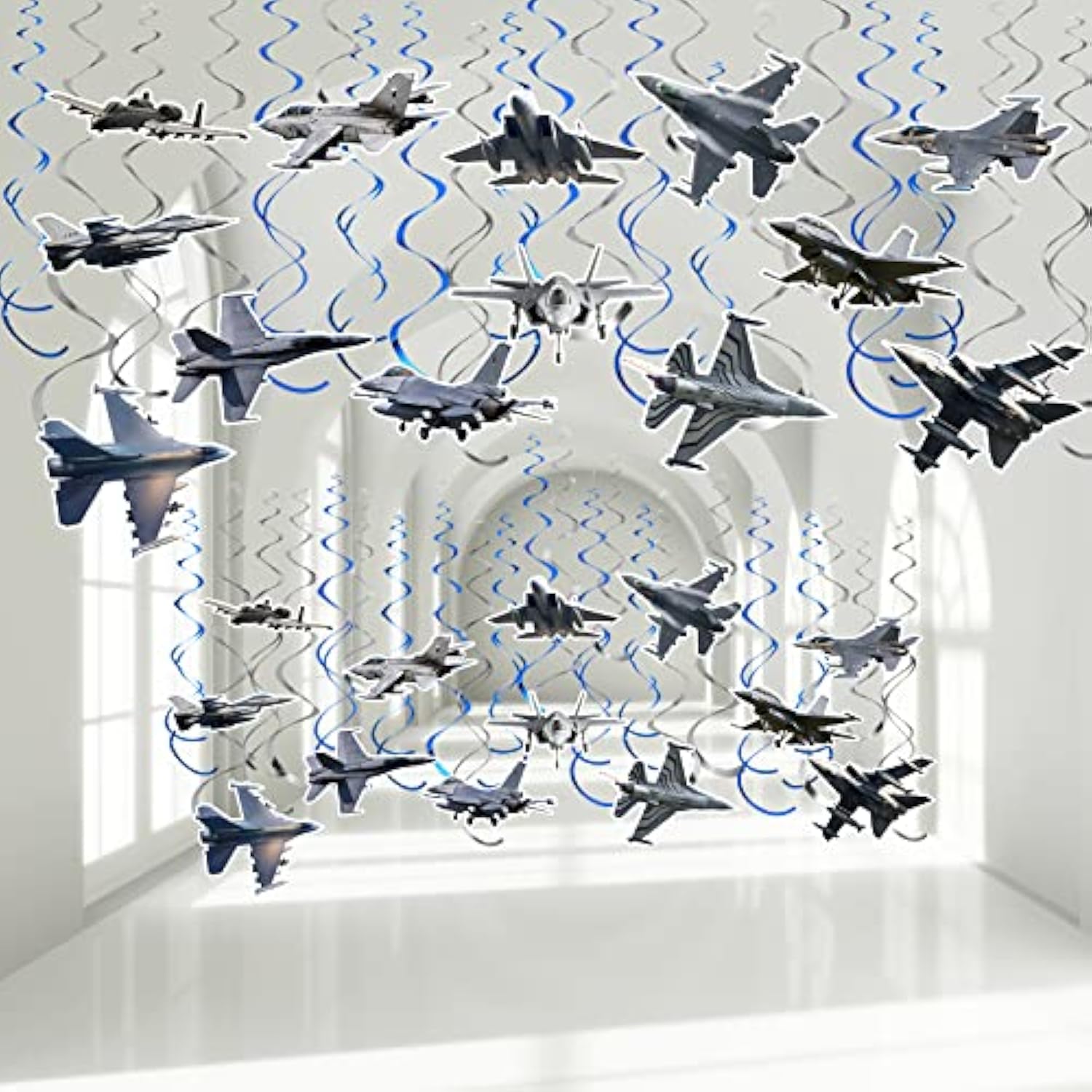 Airplane Hanging Swirl Decorations: 26-Piece Aircraft Party Decor