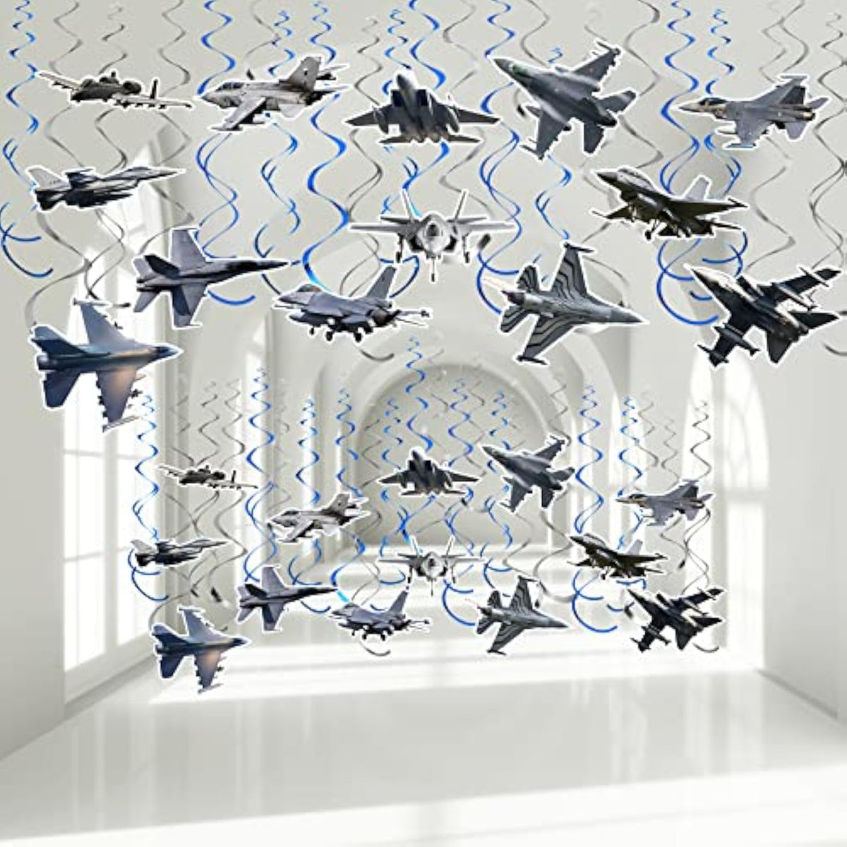 Airplane Hanging Swirl Decorations: 26-Piece Aircraft Party Decor