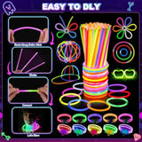 470Psc Glow In The Dark Party Supplies For Kids Adults Birthdays,Light Up Party Favors With?200 Glow Sticks Bulk?Diy Glow Necklaces Glasses Bracelets Headband, Christmas Neon Party Supplies