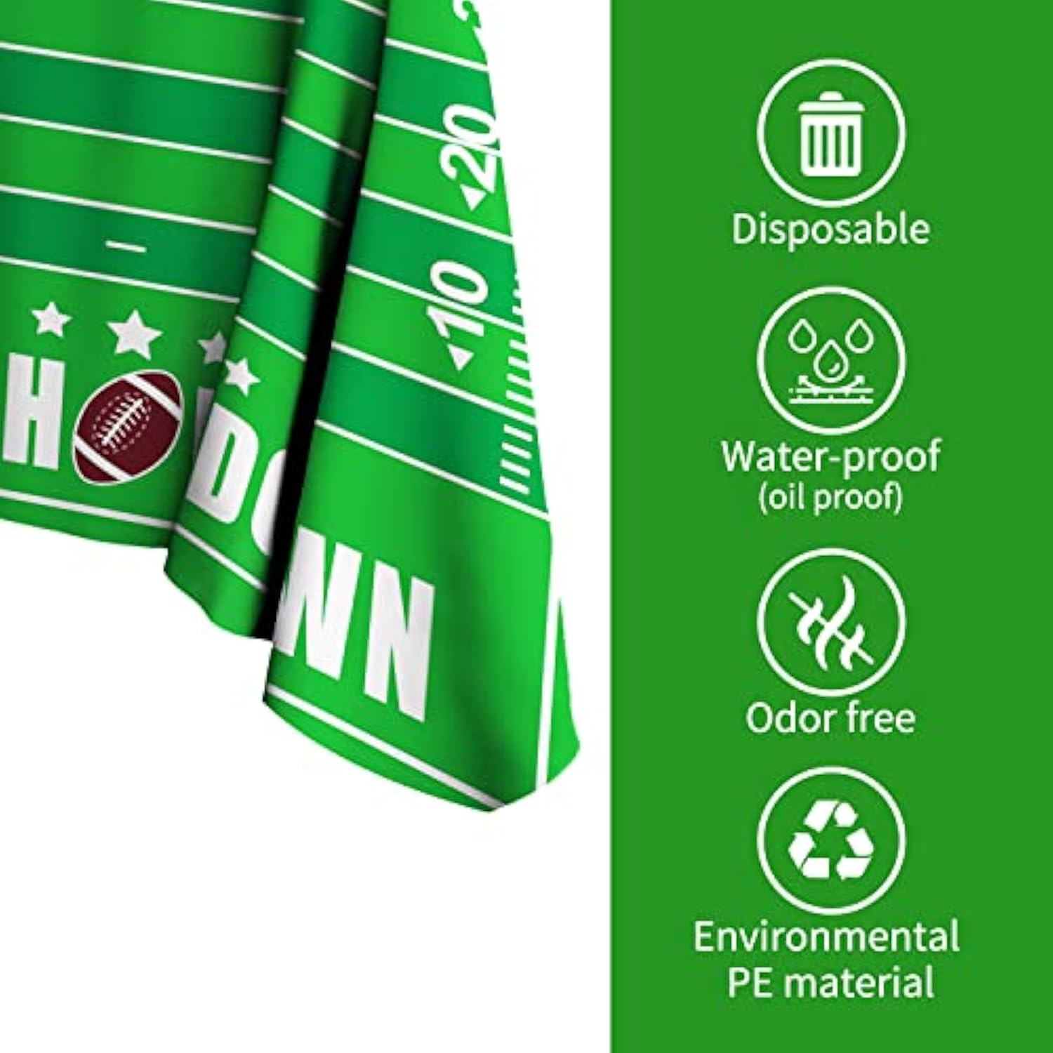 Football Theme Party Disposable Tablecloth Plastic Touchdown Table Cover For Birthday Party Football Tailgate Decoration 1 Pack 54 X 108Inch