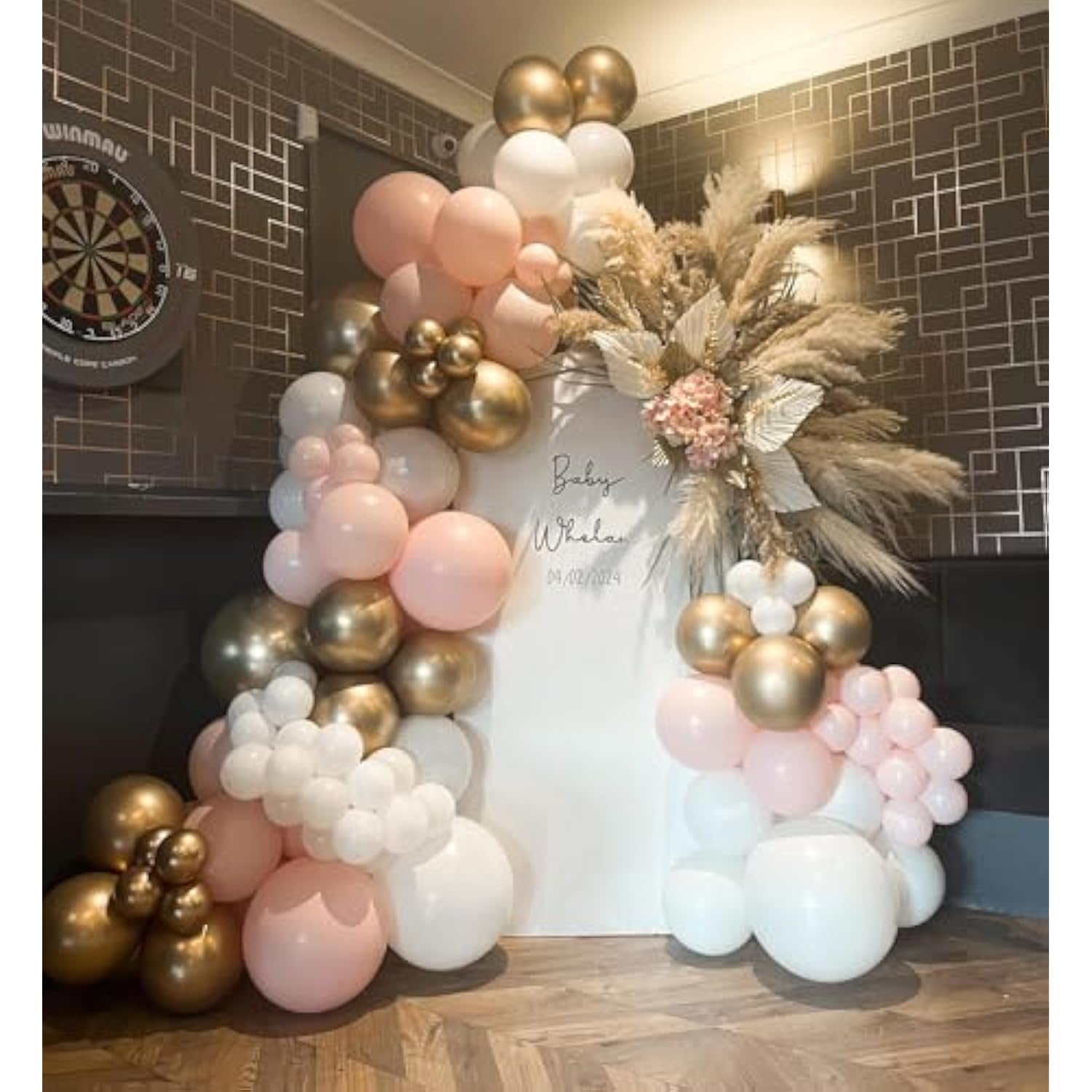 Pink And White Gold Balloon Garland Arch Kit - 144Pcs Girl Birthday Decorations Pink White Metallic Gold Balloons Different Size For Wedding Baby Bridal Shower Engagement Party Decorations