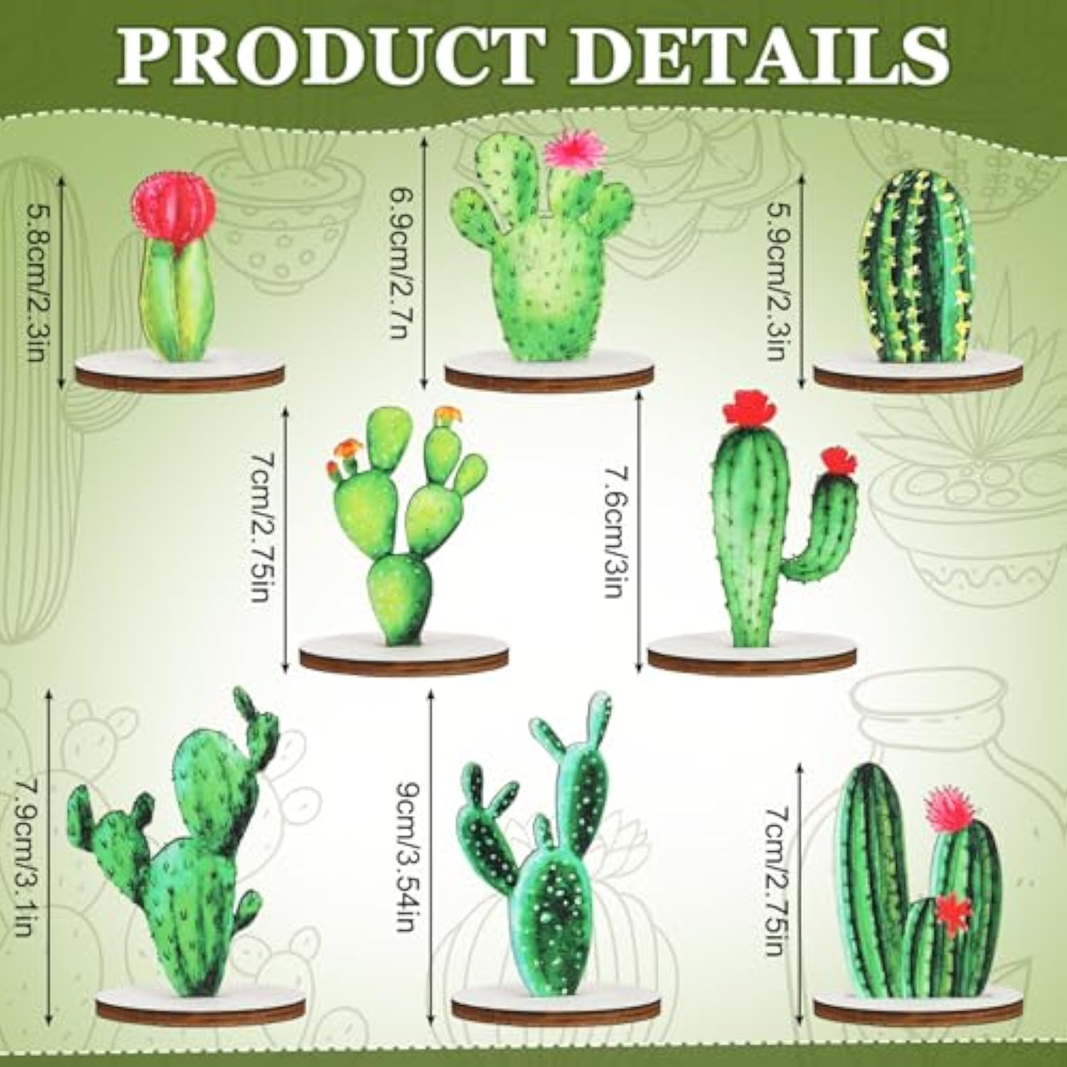 16 Pcs Wooden Cactus Party Decorations Cactus Wood Sign Centerpieces Tables Topper Decor For Baby Shower Birthday Classroom Supplies