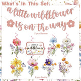 Wildflower Baby Shower Decorations For Girl, 17Pcs Paper Shiny Banner Hanging Swirls For A Little Wildflower Is On Her Way Party And Flower Themed Events