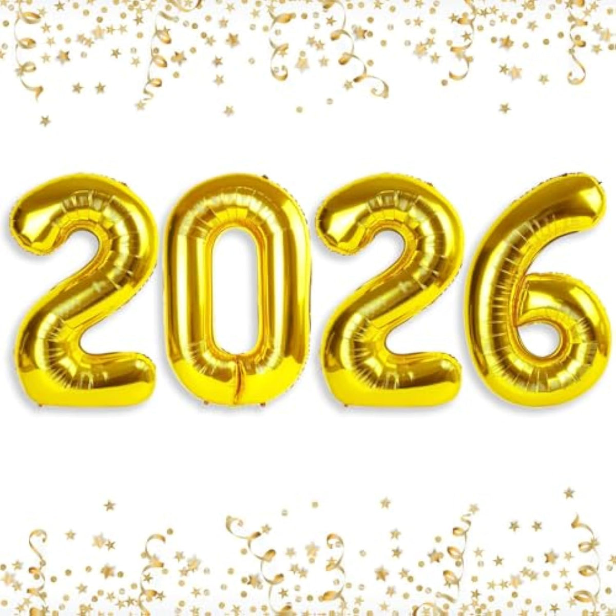 16 Inch Gold 2026 Number Foil Balloons for New Year Party, Birthday, and Anniversary
