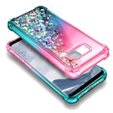 Compatible With Samsung Galaxy S8 Phone Case (Not Fit S8 Plus) Pink/Aqua | Bling Sparkly Glitter Floating Liquid Waterfall Cute Cover For Women Girls Kids