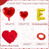 I Love You Balloons And Heart Balloon With 500 Pieces Rose Petals, Foil Mylar Love Balloons For Him/Her Wedding Anniversary Engagement Valentine Day Romantic Decorations Special Night Party Supplies