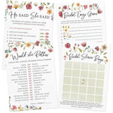 Bridal Shower Game Set – 4 Fun Games And Activities For 30 Guests, Includes Bingo, Emoji Guessing, And Bride & Groom Trivia, Love In Bloom Wildflower Design