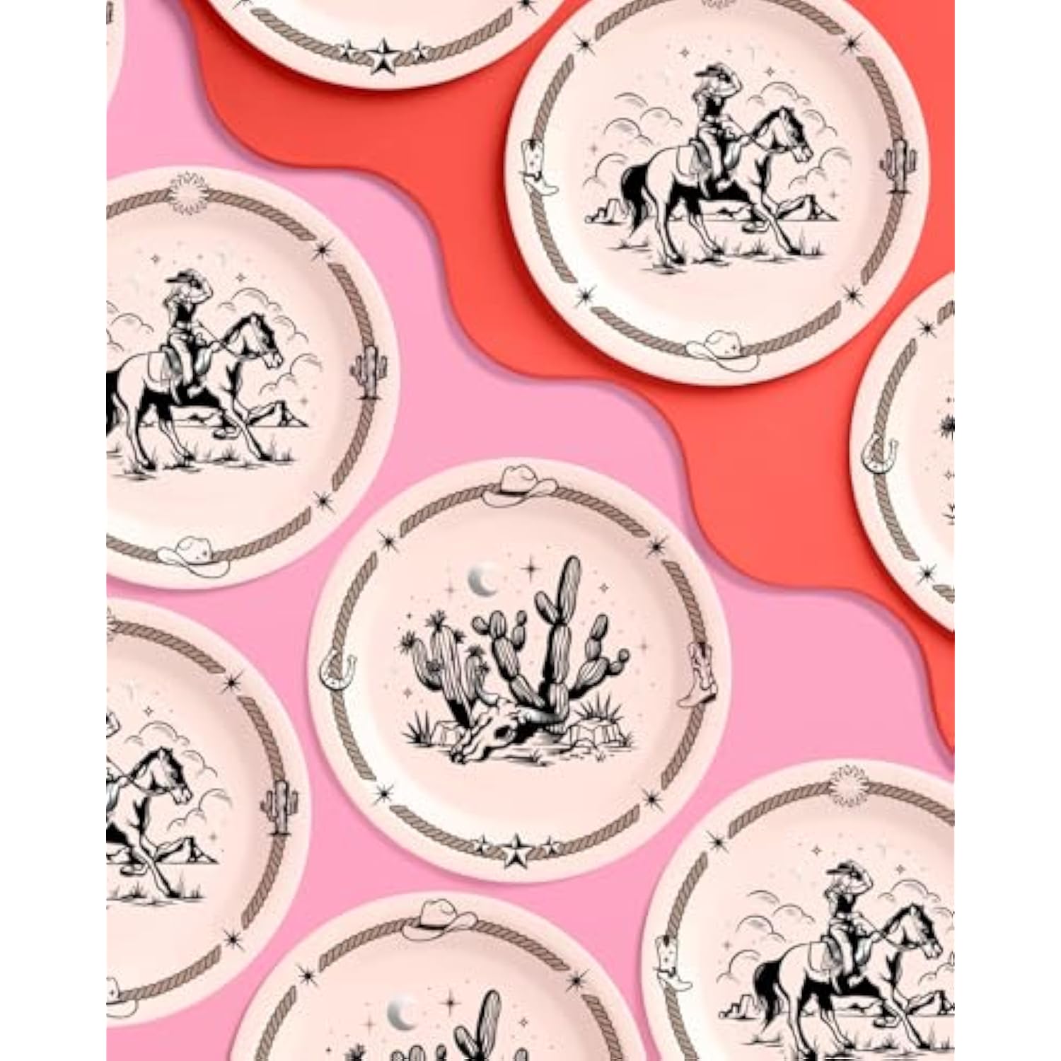 Party Western Paper Plates 24Pcs 9" Rodeo Cowgirl Cowboy Birthday Tableware