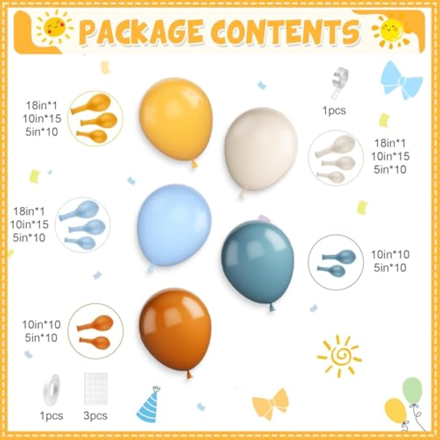 Sun Balloon Arch Kit: Yellow, Blue, Sand - Baby Shower Decor
