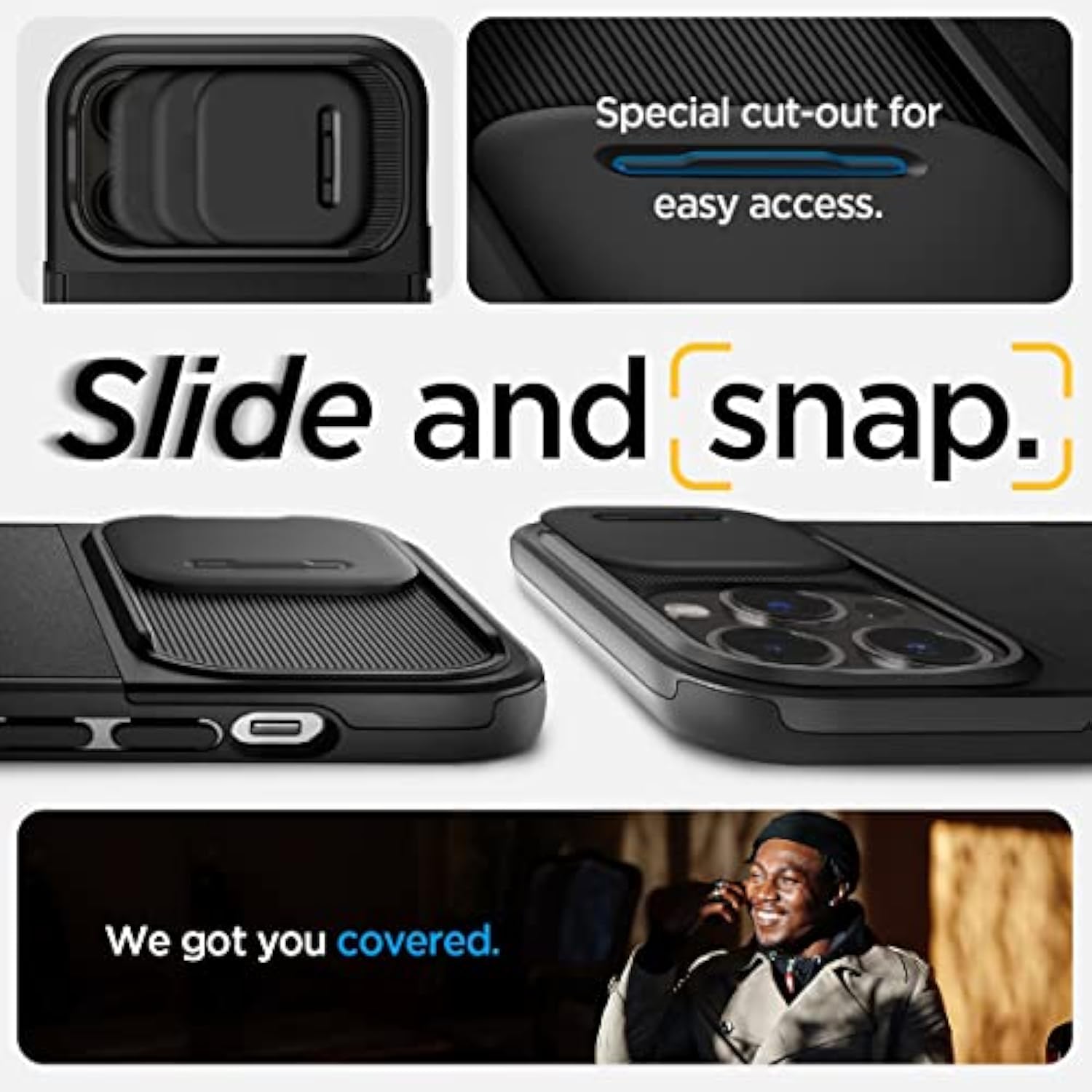 Spigen Optik Armor MagFit Designed for iPhone 14 Pro Max Case (2022) [Military-Grade Protection] Compatible with MagSafe - Black