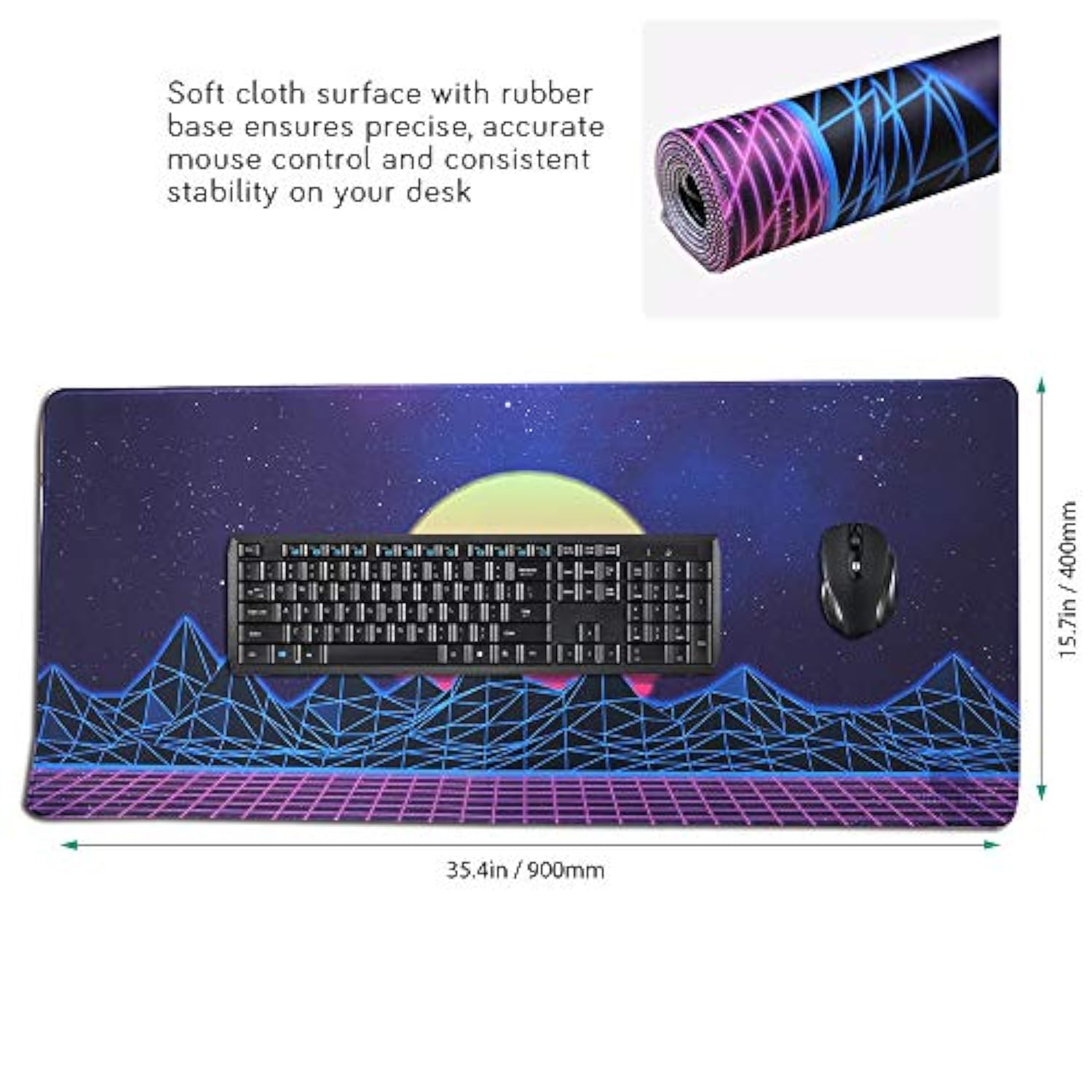 Large Gaming Mouse Pad, Extended Xxl Desk Pad & Non-Slip Rubber Mat For Mice And Keyboard With Stitched Edges ?90X40 Zisesun011?