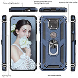 For Moto G Power 2021 Case (Not Fit 2020/2022) With [2 Pack] Tempered Glass Screen Protector, [Military-Grade] Shockproof Protective Phone Case With Ring Stand For Motorola G Power 2021, Blue