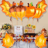 12Pcs Fall Maple Foil Balloons Orange Pumpkin Mylar Autumn Party Decor