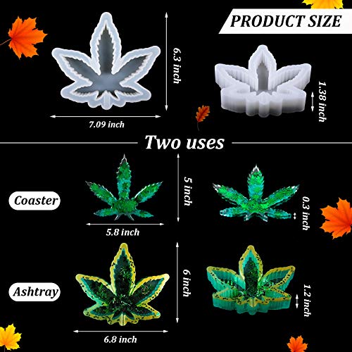 2 Pieces Maple Leaf Silicone Resin Mold, Large Leaf Tray Casting Mold For Diy Coasters, Soap Dish, Home Decoration, Thanksgiving Fall Decoration
