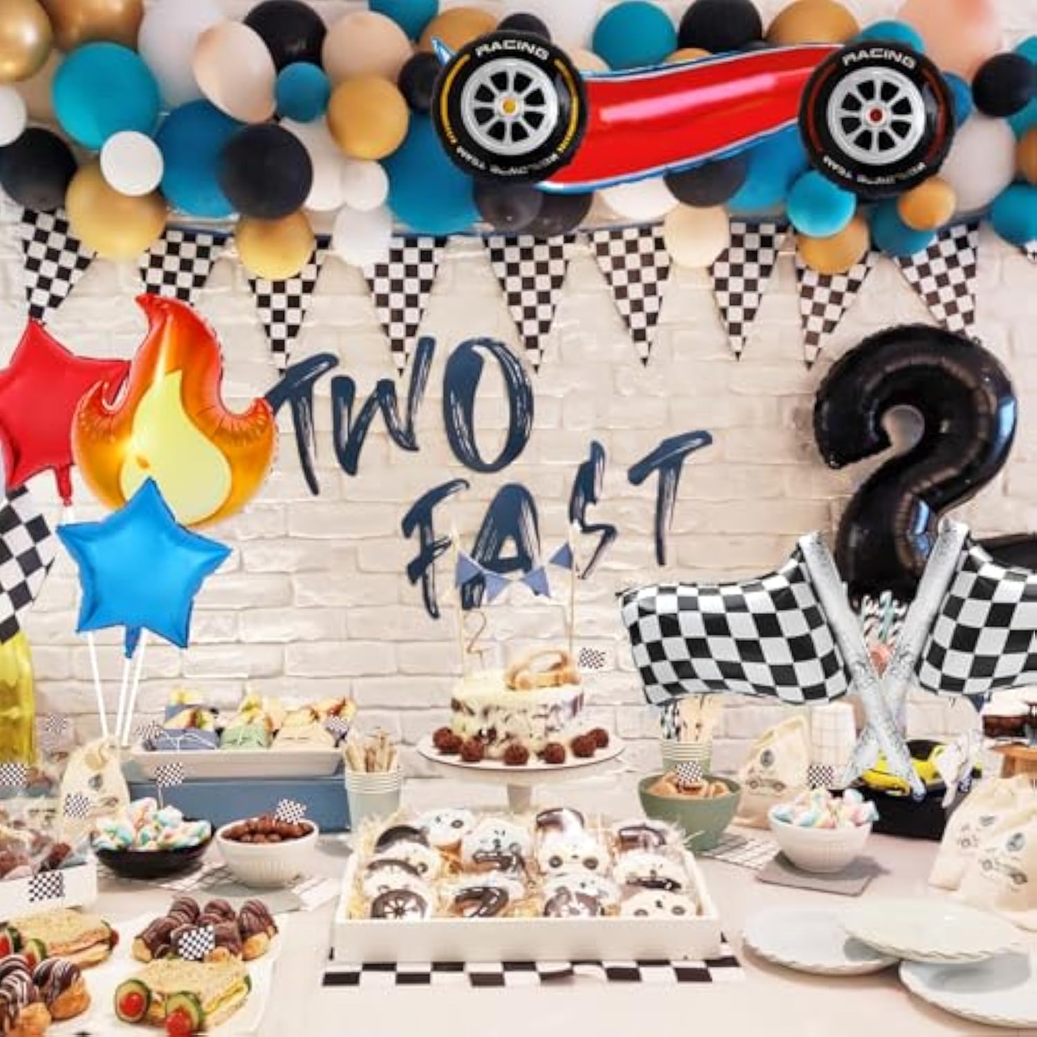 8 Pcs Racing Themed Balloons Hot Car Wheel Birthday Party Balloons For Kids Two Fast Birthday Party Decorations Baby Shower Party Supplies, A/8Pcs