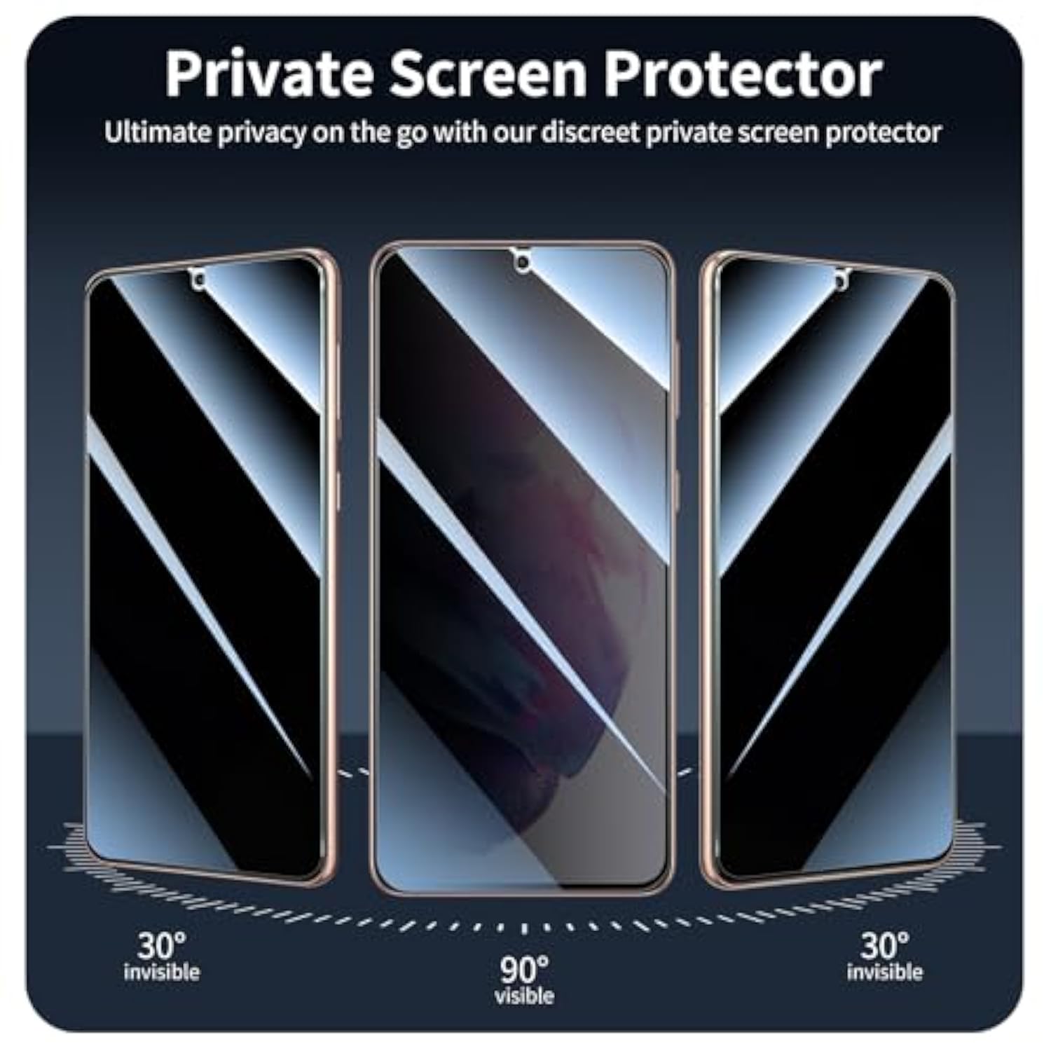 Privacy Screen Protector For Samsung Galaxy S21+/S21 Plus, Double Shatterproof Anti-Spy Tempered Glass Film, [Impact- Private Protection][Anti-Scratch][9H Hardness]- 3 Pack