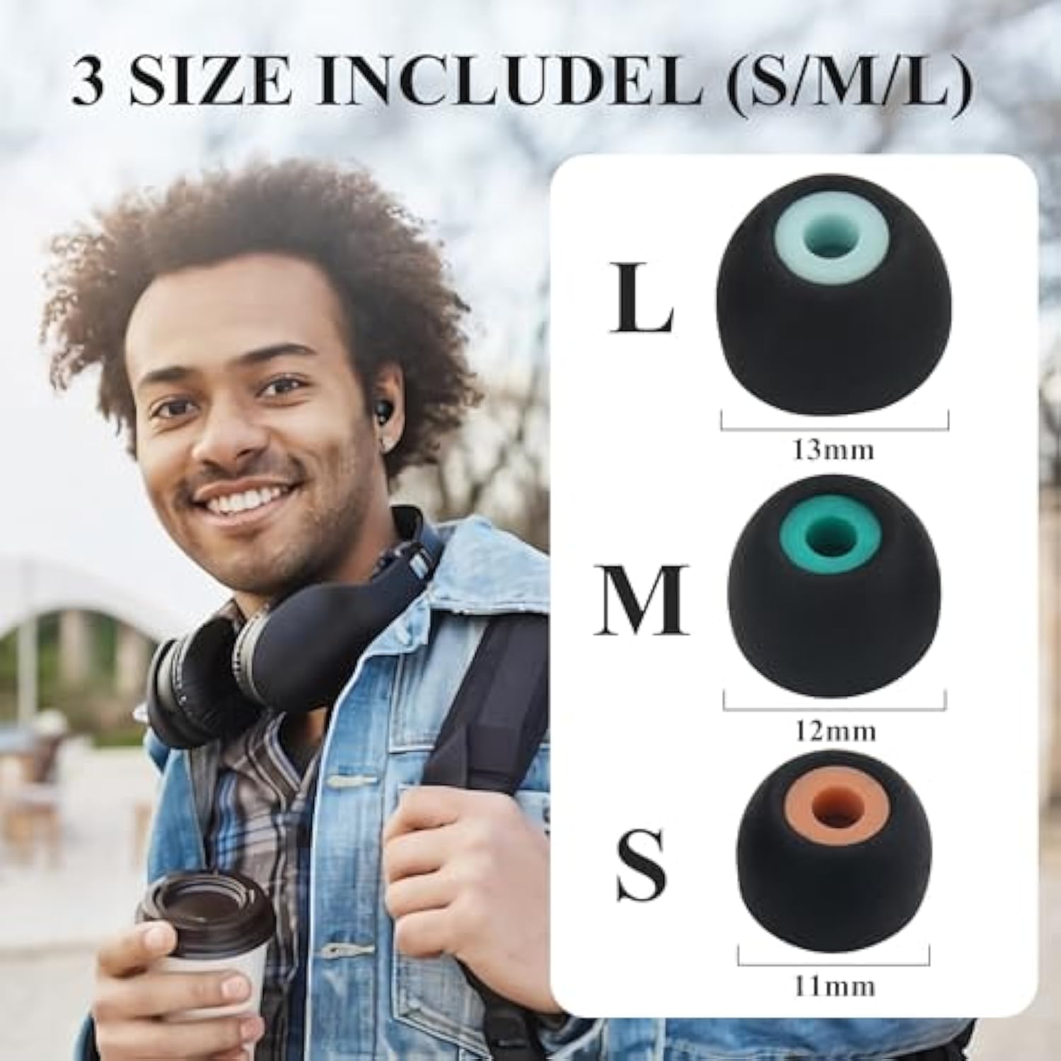 3 Pairs Wf-1000Xm5 Ear Tips Memory Foam Earbud Tips Compatible With Sony Wf-1000Xm4 Wf-1000Xm5 Earbuds Tips Soft Slow-Rebound Memory Foam Ear Tips Ear Replacement Tips (S/M/L, Black)