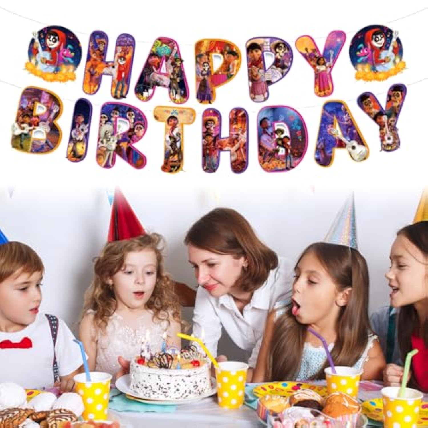 42Pc Coco Birthday Party Supplies Banner, Cupcake Toppers, Backdrop & Balloons