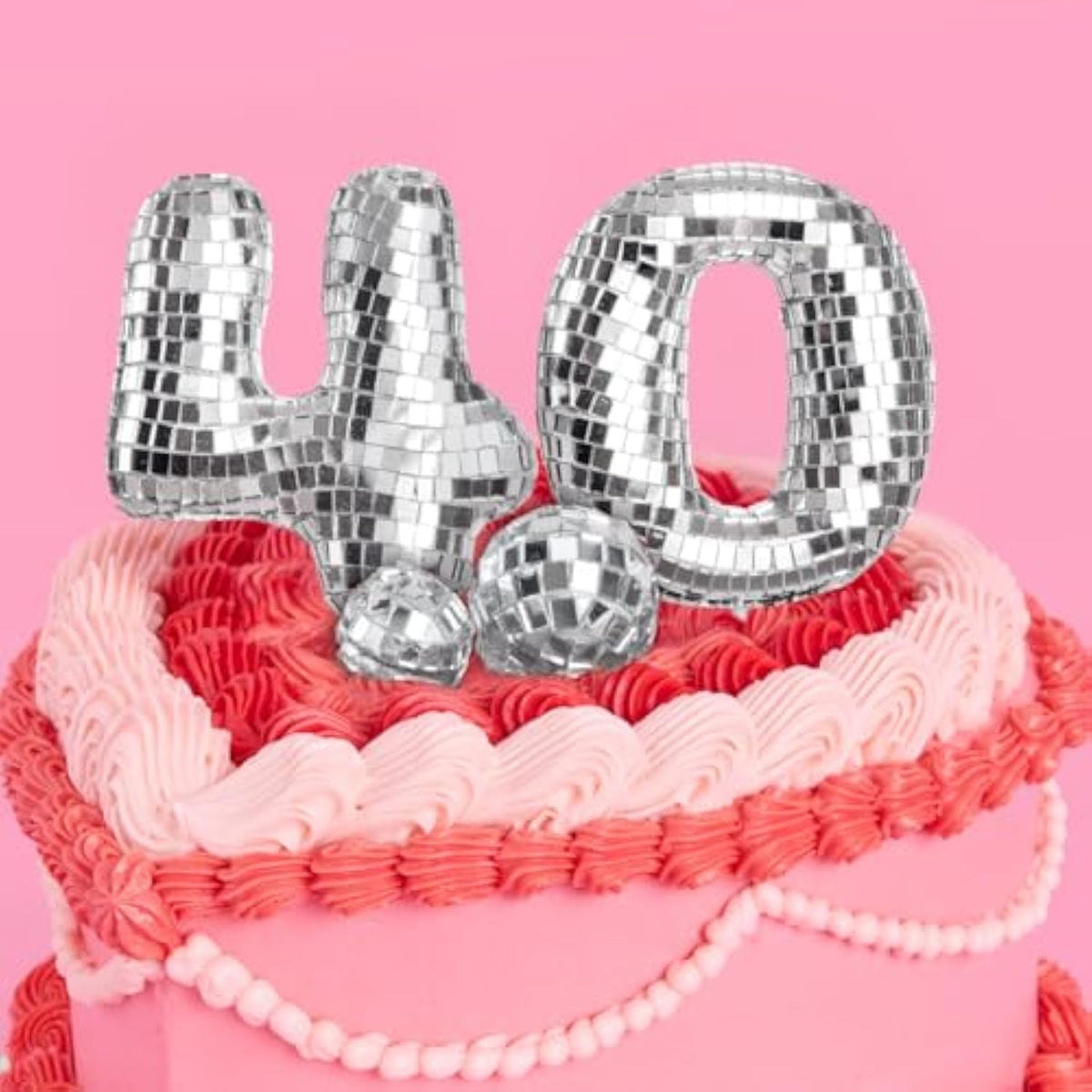 40Th Birthday Disco Cake Topper - 6 Pcs | Groovy Bday Party, Forty Supplies, Cute Boogie Decorations, 40 Dancing Queen