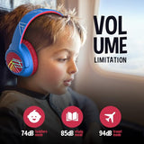 Kids Wireless Headphones, Bluetooth Kids Headphones LED Lights Over Ear with 74/85/94dB Volume Limited, 45H Playtime,Built-in Mic, Two Device Share
