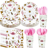 Cowgirl Party Supplies Set: Western Theme Tableware for 24