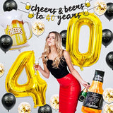 40th Birthday Decorations Gold 40-Inch Balloons, Banner, Fringe & Foil Cups