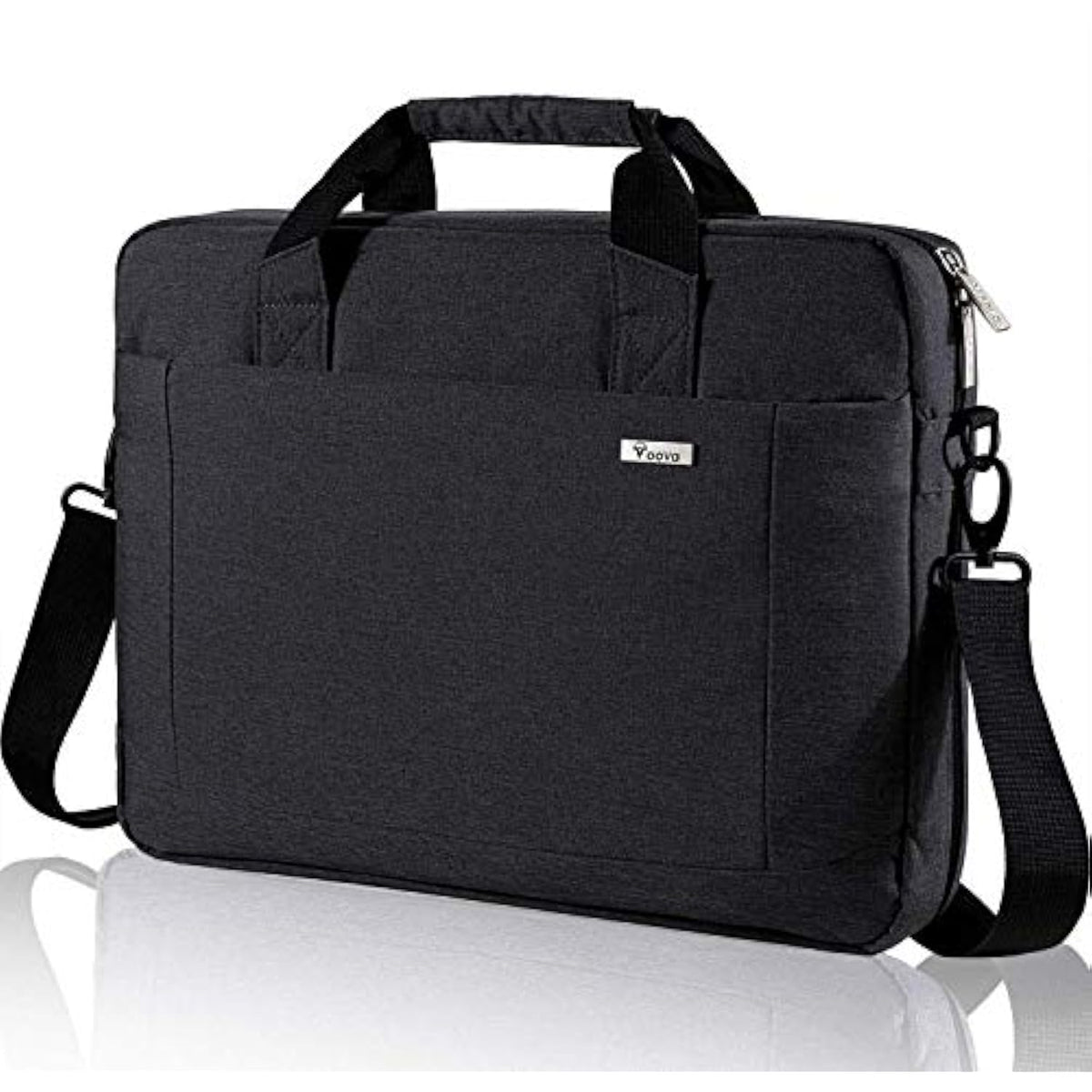 Voova Laptop Bag Case 17 17.3 Inch Computer Sleeve Messenger Bag with Shoulder Strap Expandable Waterproof Large Capacity Business Briefcase for Work Travel Fit 17-18” Laptop, Men Women, Black