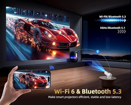 [320Ansi/Google Store/Voice Control] Smart Projector With Wifi And Bluetooth, 10,000+ Apps, 4K Uhd Home Theater Portable Mini Movie Projector, Indoor & Outdoor Use [180° & Netflix-Compatible]