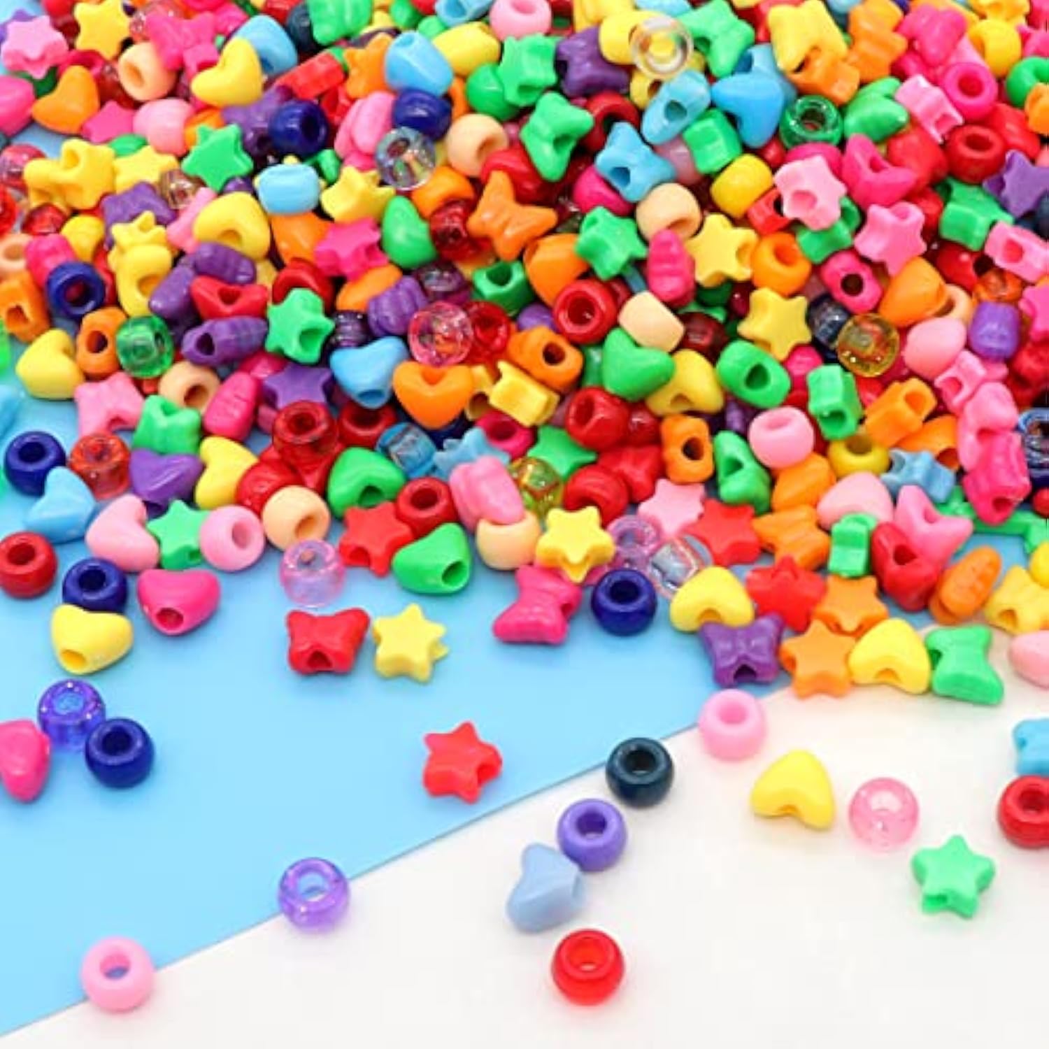 900pcs Colorful Pony Beads – 6x9mm Plastic Beads for Bracelets & Crafts