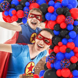Red Blue Black Balloon Garland Arch Kit, 113 Pcs Royal Blue Red Black