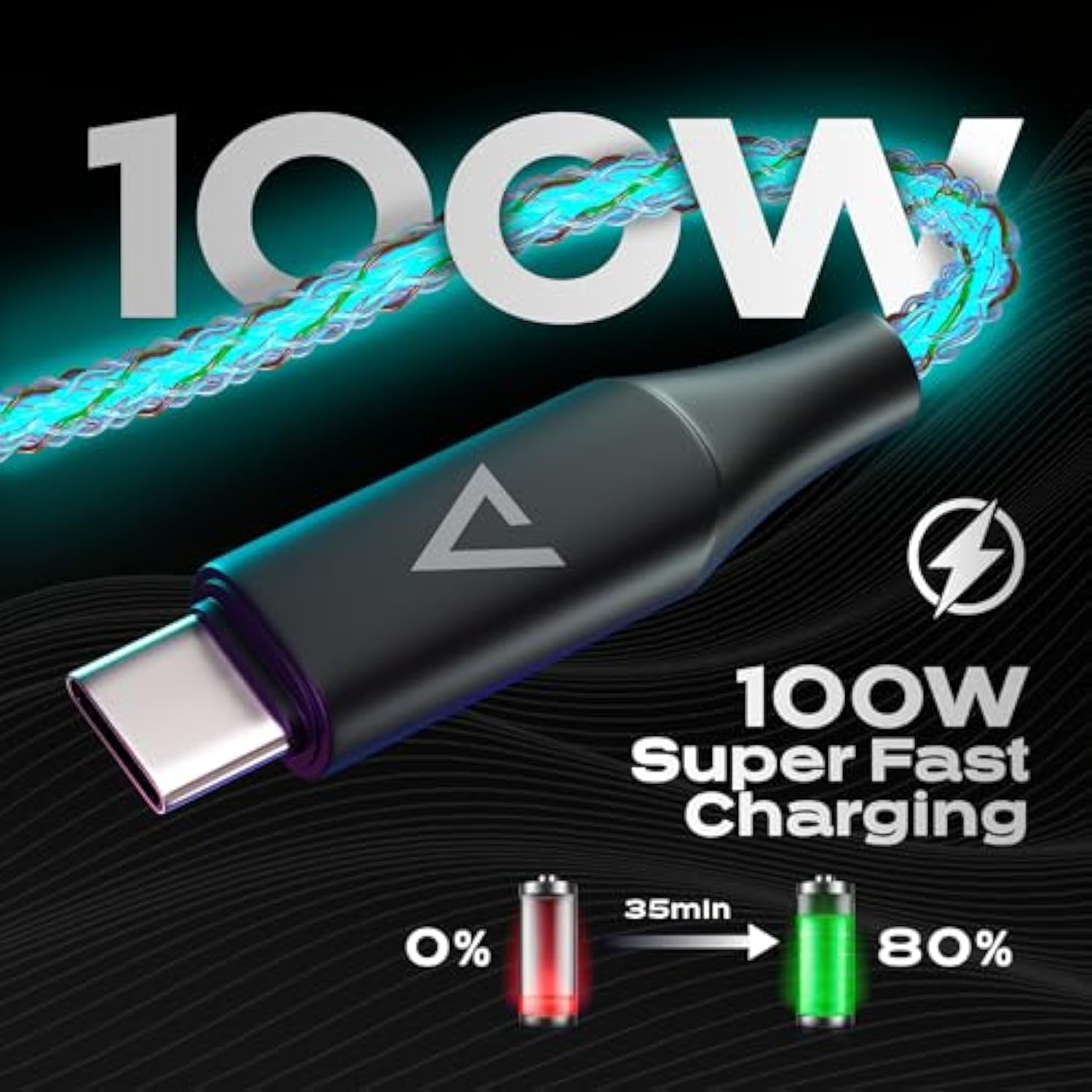 Light Up Charger Cable - Globright Braided Led Charging Cable, Glowing Fast Ch