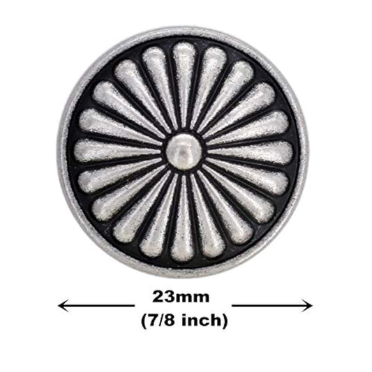 10 Pieces Flower Shield Metal Shank Buttons. 23Mm (7/8 Inch) (Antique