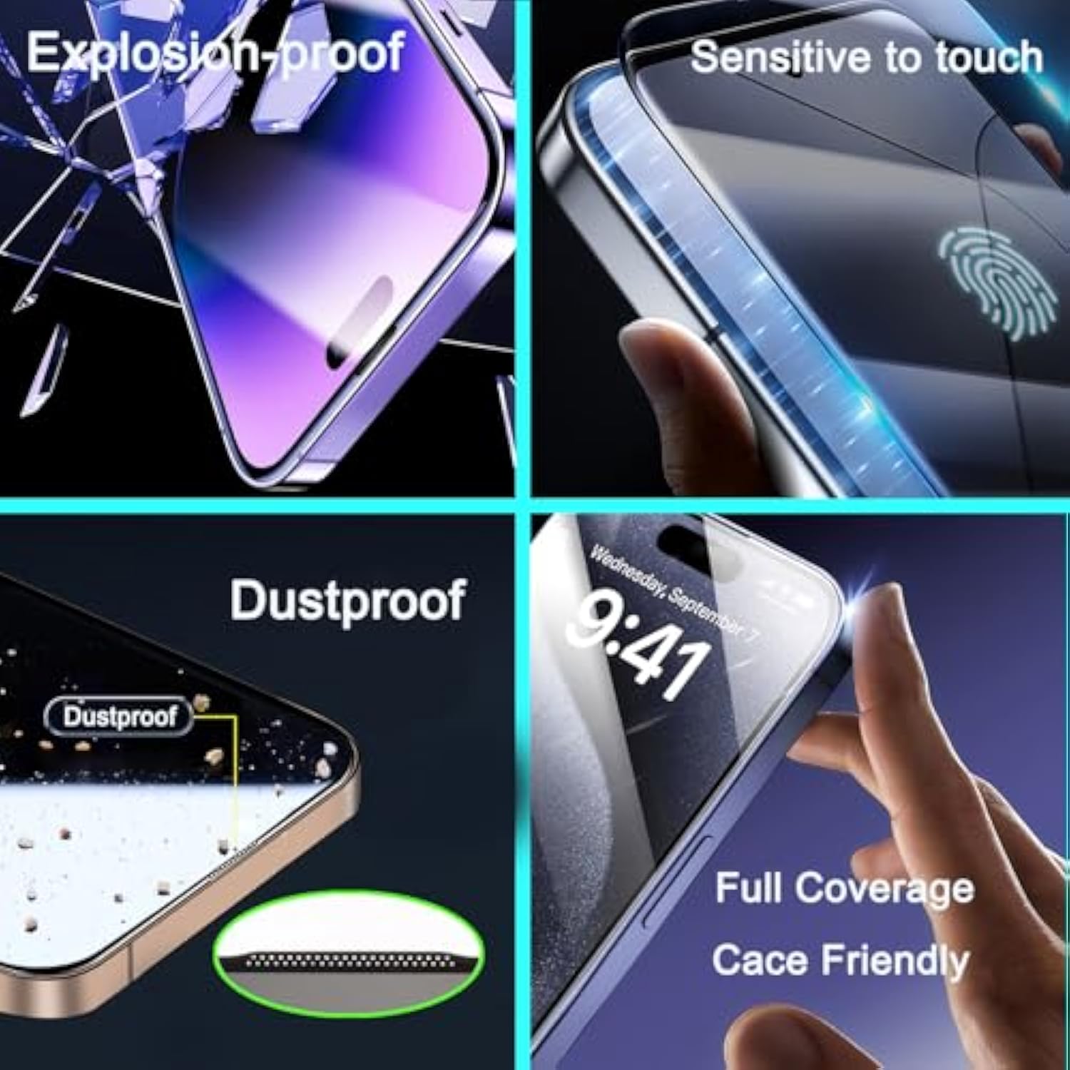 2 Pack 360 Degree Privacy Screen Protector [Auto-Alignment, Auto-Dust Removal] Easy Installation Full Coverage 4-Way Anti-Spy Tempered Glass Film (For Iphone 16 Pro Max-6.9 Inches)