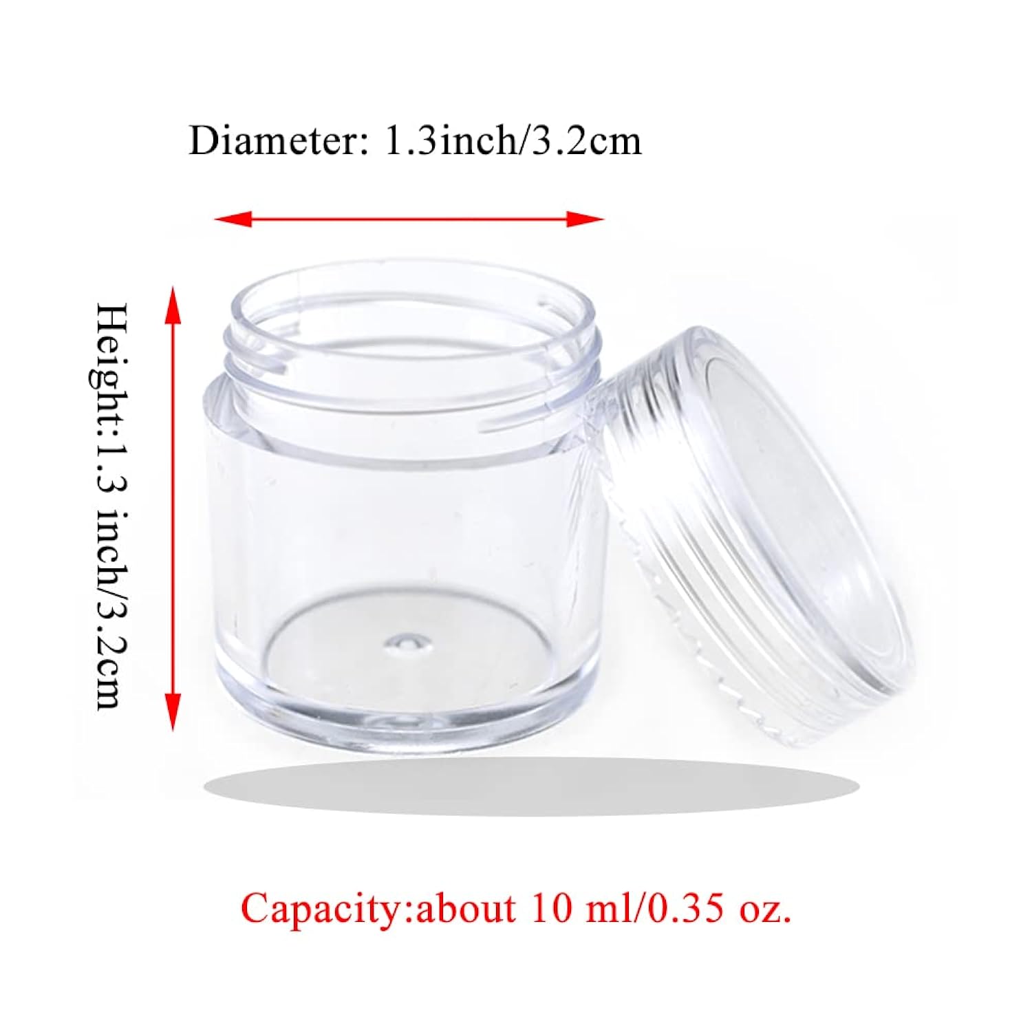 8Pcs 10Ml/0.35Oz Clear Acrylic Empty Paint Container Mini Paints Pot Slime Containers Paint Slime Cup Airtight Paints Storage Bead Craft Storage Container With Lids For Kid Classroom Art Craft