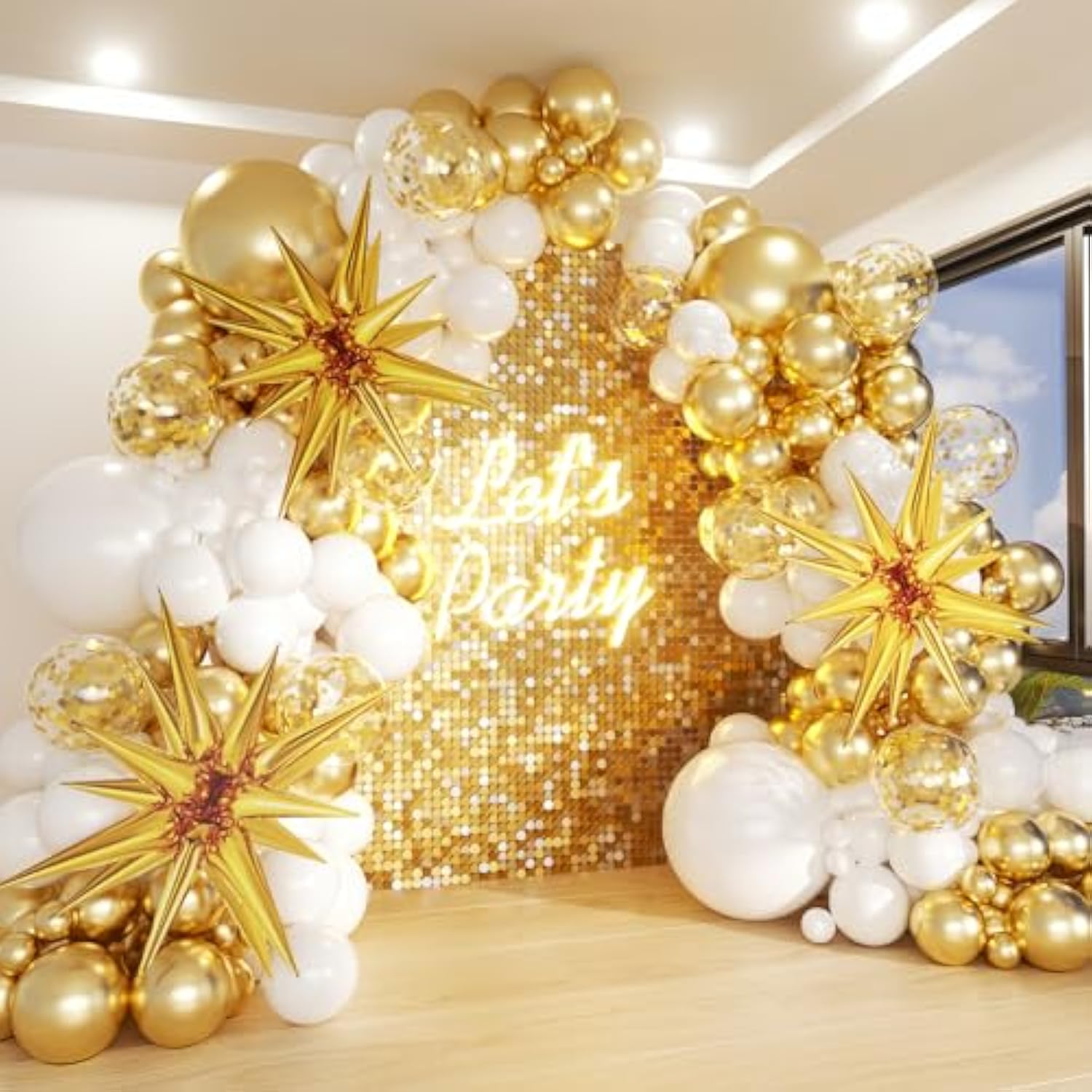 White & Gold Balloon Arch Kit  130pcs for Parties, Weddings, Showers and Celebrations