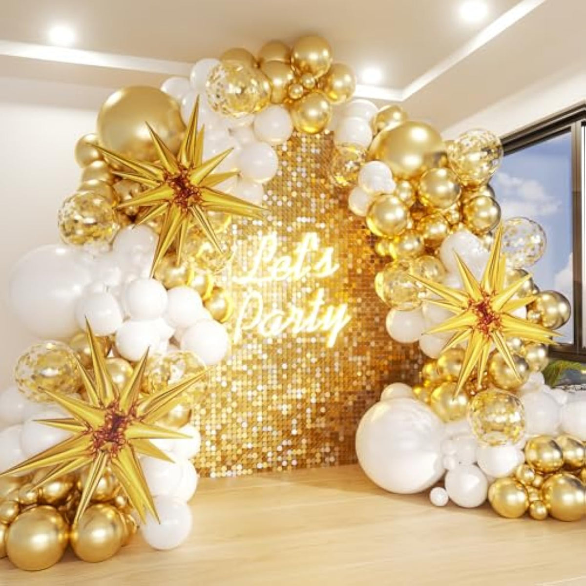 White & Gold Balloon Arch Kit  130pcs for Parties, Weddings, Showers and Celebrations