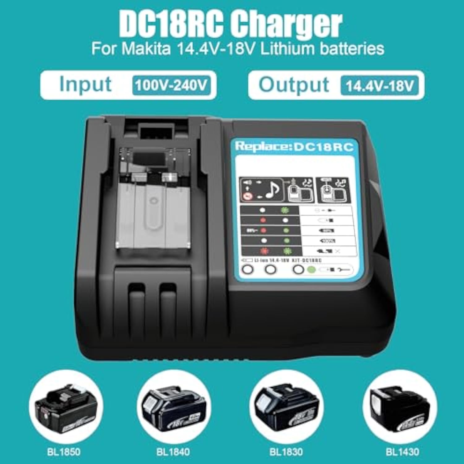 2 Pack 18V 6500Mah Replacement For Makita 18V Battery And 14.4V-18V Replacement Charger For Makita Dc18Rc Compatible With Lxt Li-Ion Battery Bl1860 Bl1850 Bl1840