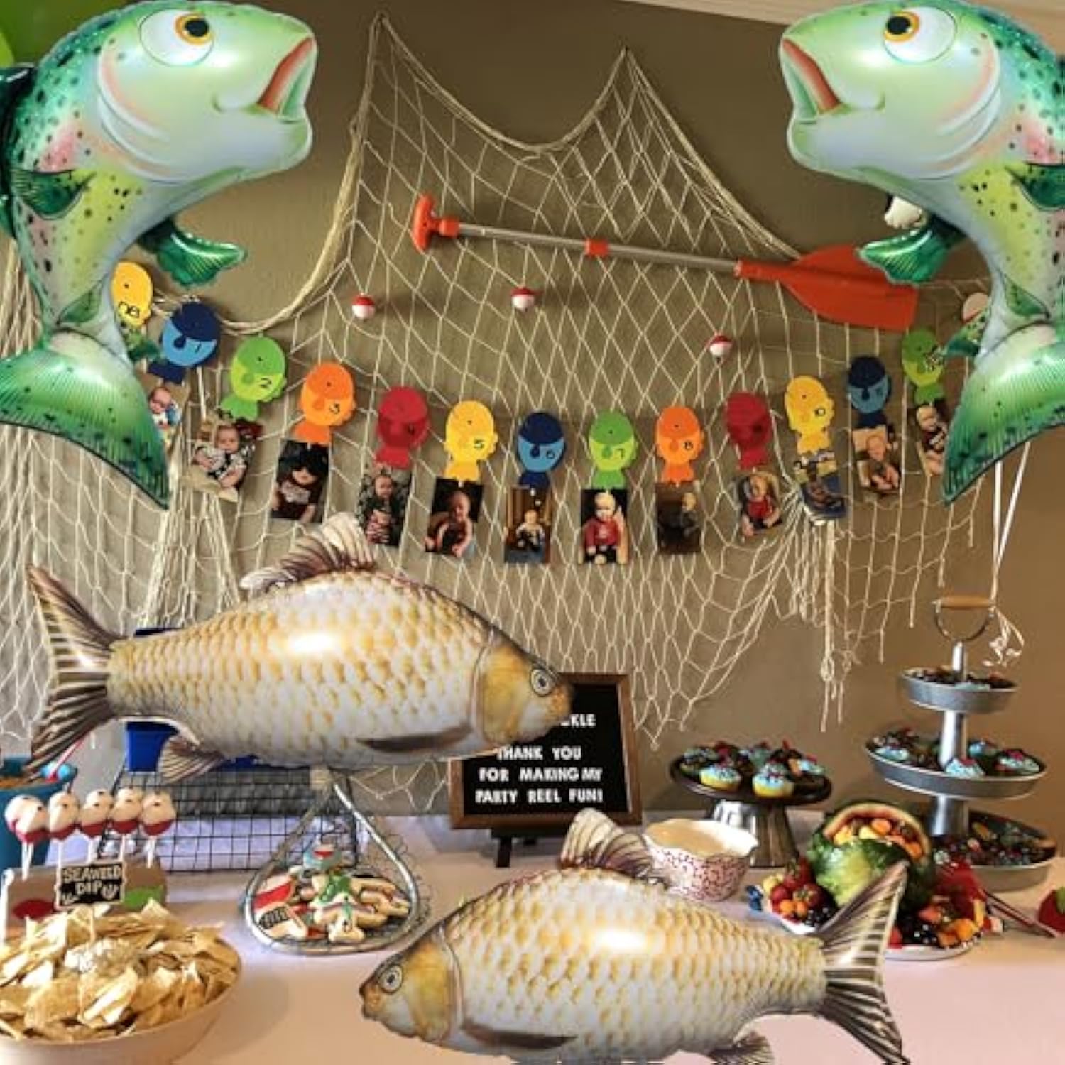 4Pcs Fish Foil Balloons Sea Animal Gone Fishing Birthday Party Decor