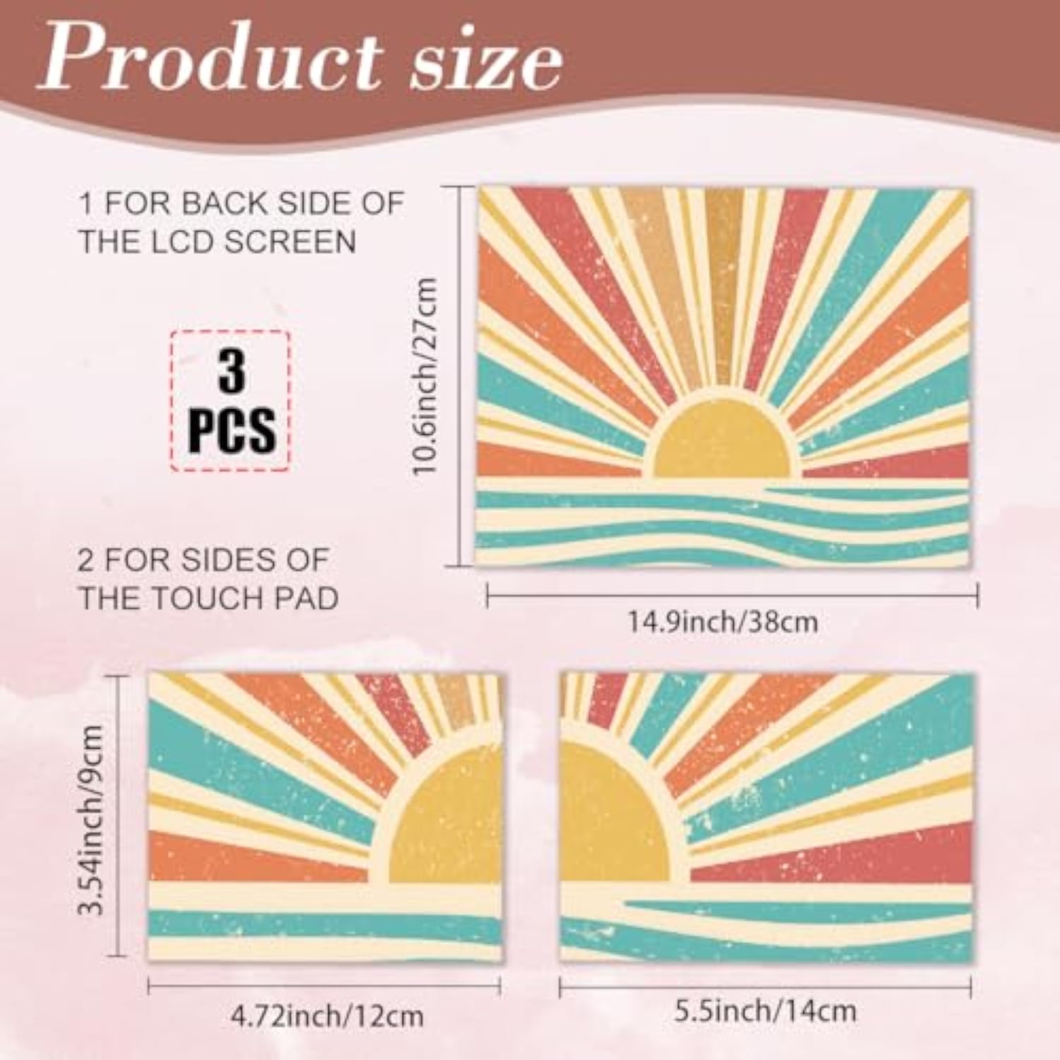 Bohemian Sunrise Pattern Laptop Skin Stickers Fits 12" 13" 13.3" 14" 15 Inch Colorful Universal Removable Waterproof Notebook Art Decals Pc Protector Cover Sticker