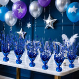 12 Pcs Metallic Foil Spray Centerpiece Party Star Table Decoration Brust Glitter Table Topper Decor For Birthday Graduation Holiday Christmas Dining Celebration New Year Party Supplies, Blue